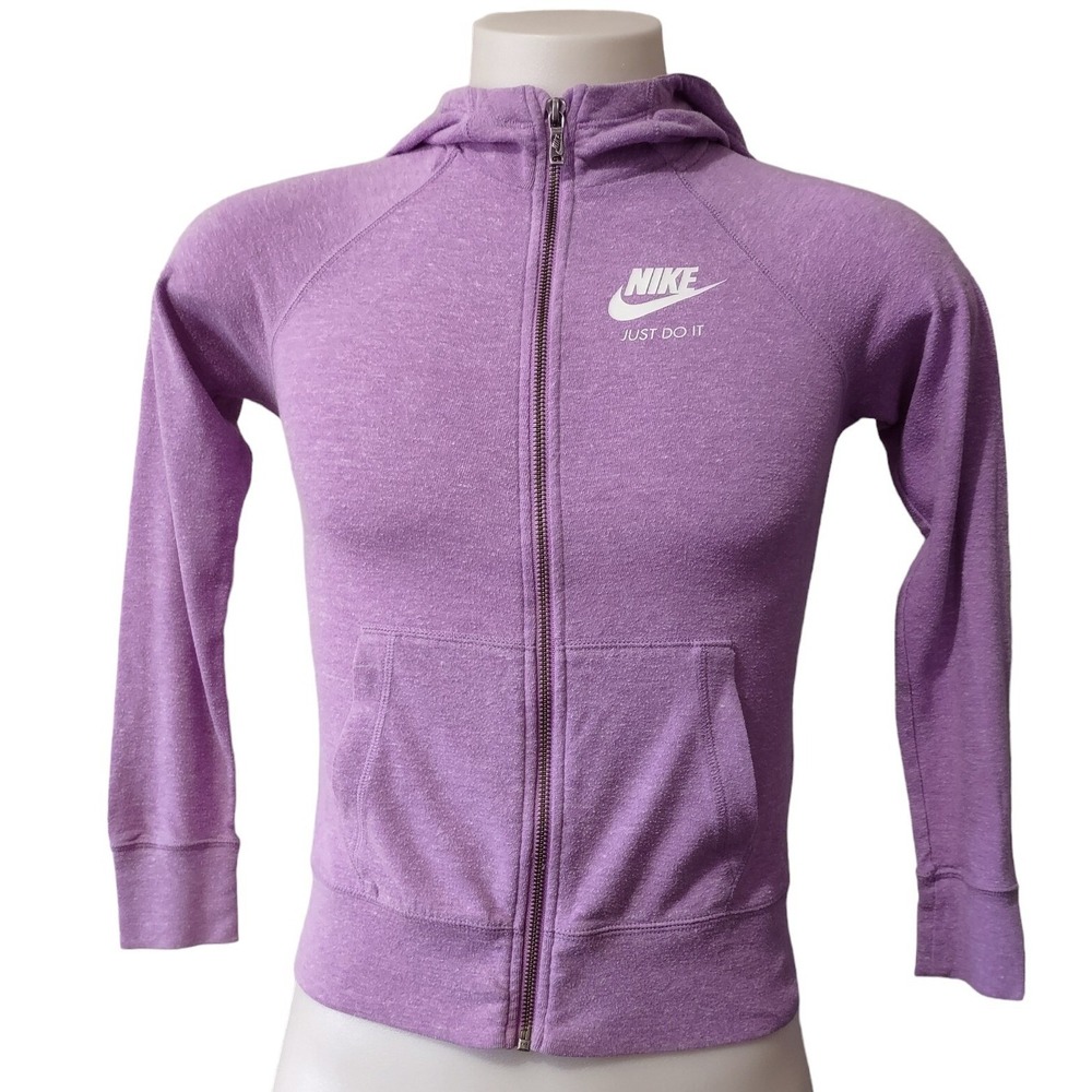 Nike Full Zip Hoodie Size L Athleisure Purple Just Do It Logo Raglan Sweatshirt